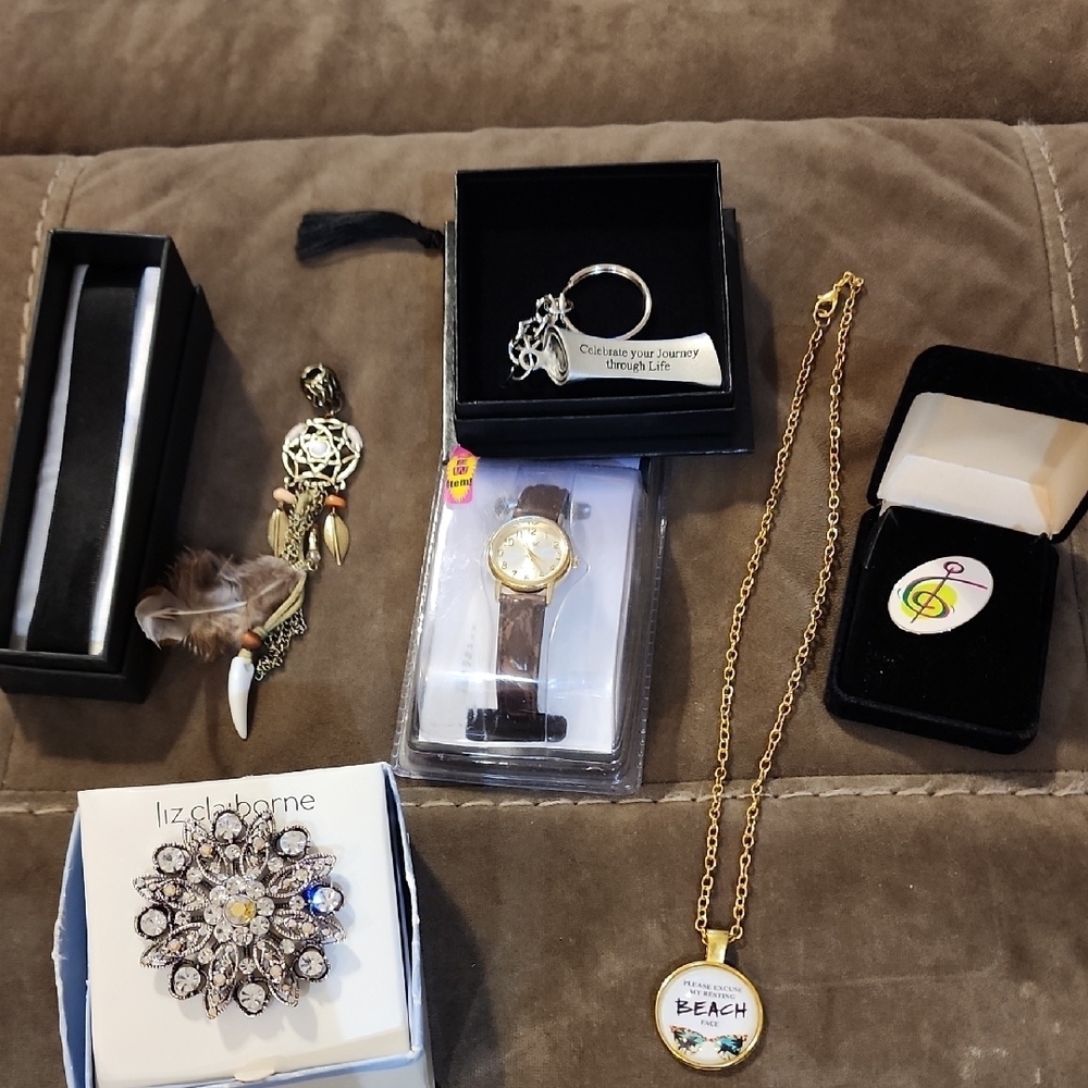 Bundle- Jewelery Inc Liz Claiborne Stunning Broach, Resting Beach Face & More